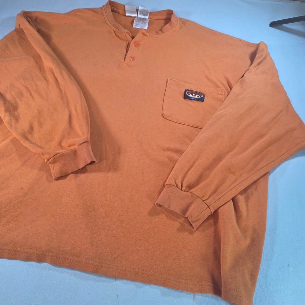 Rasco FR Flame Resistant Henley Shirt Mens Orange Long Sleeve NEPA 2112 Pocket